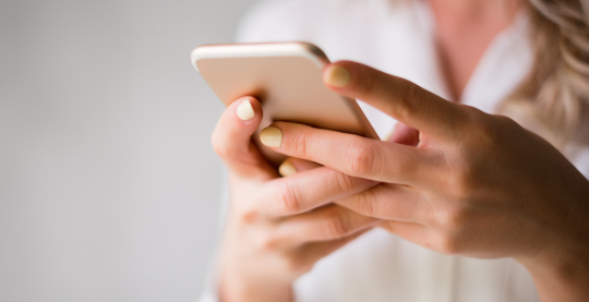 woman on device